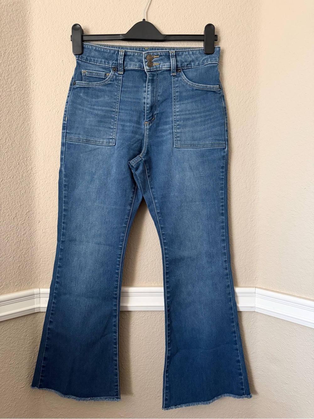 Michael Kors Medium Blue High-Rise Wide-Leg Jeans